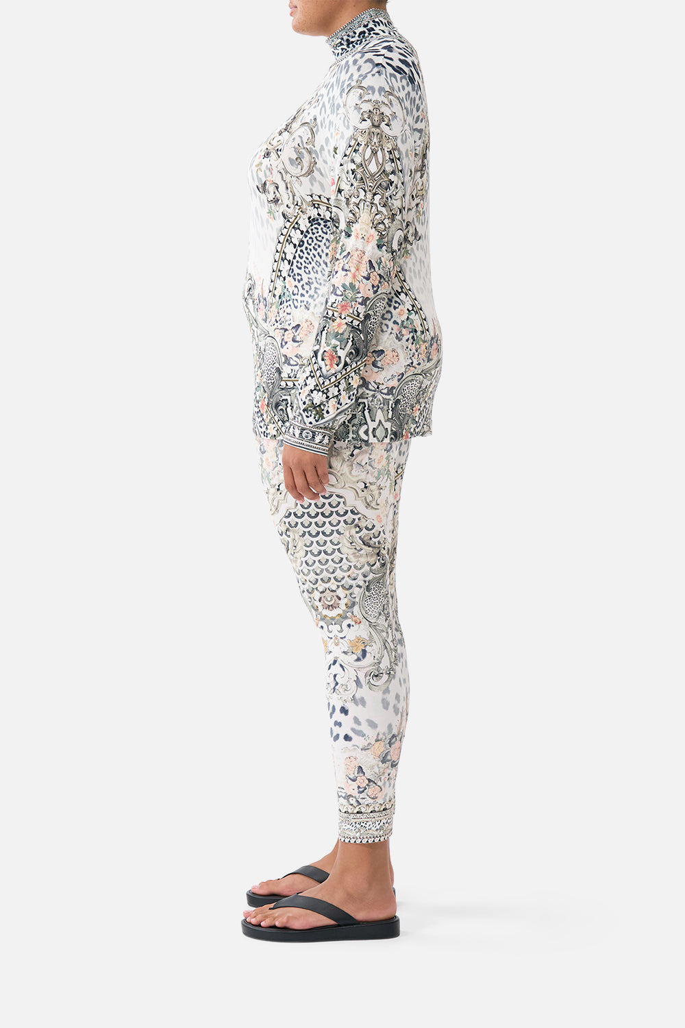 The CAMILLA SHIRRED WAIST TIERED CIRCLE SKIRT NOTES FROM THE ROAD in our  print.