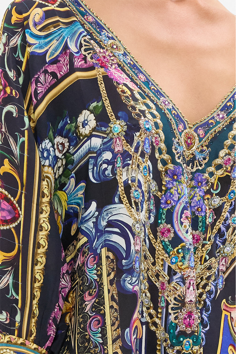 The CAMILLA Short Kaftan With Cuff in our Basked In Baroque print.
