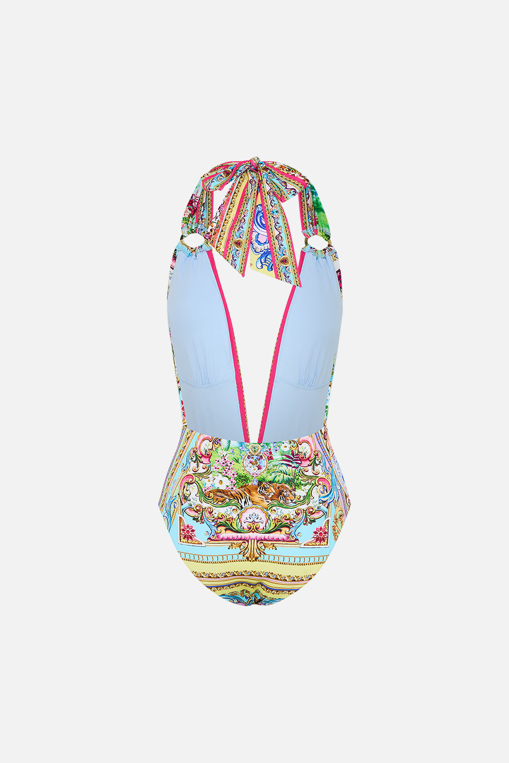 The CAMILLA 3D HAND EMBROIDERED MINI SKIRT SHE WHO WEARS THE CROWN in our  print.