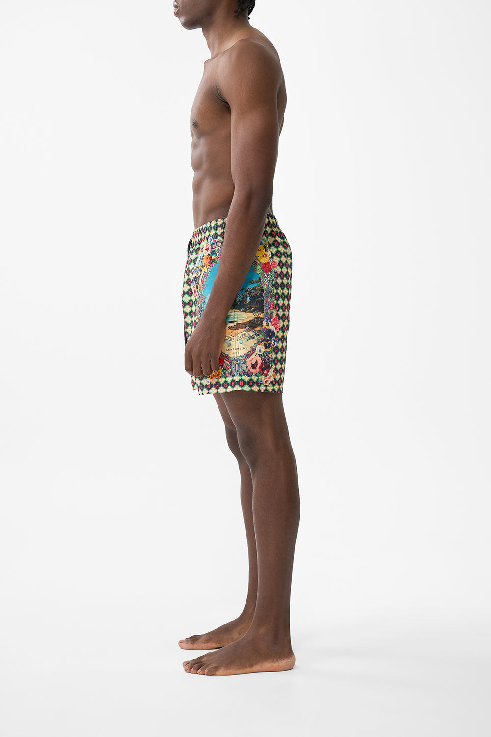 The CAMILLA Mid Length Boardshort With Elastic Waist in our Bathing Bombshell print.