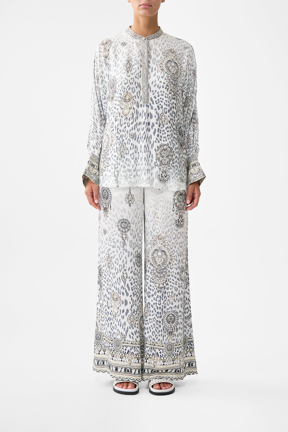 The CAMILLA MULTI WEAR LONG SARONG SONG OF THE SOLSTICE in our  print.