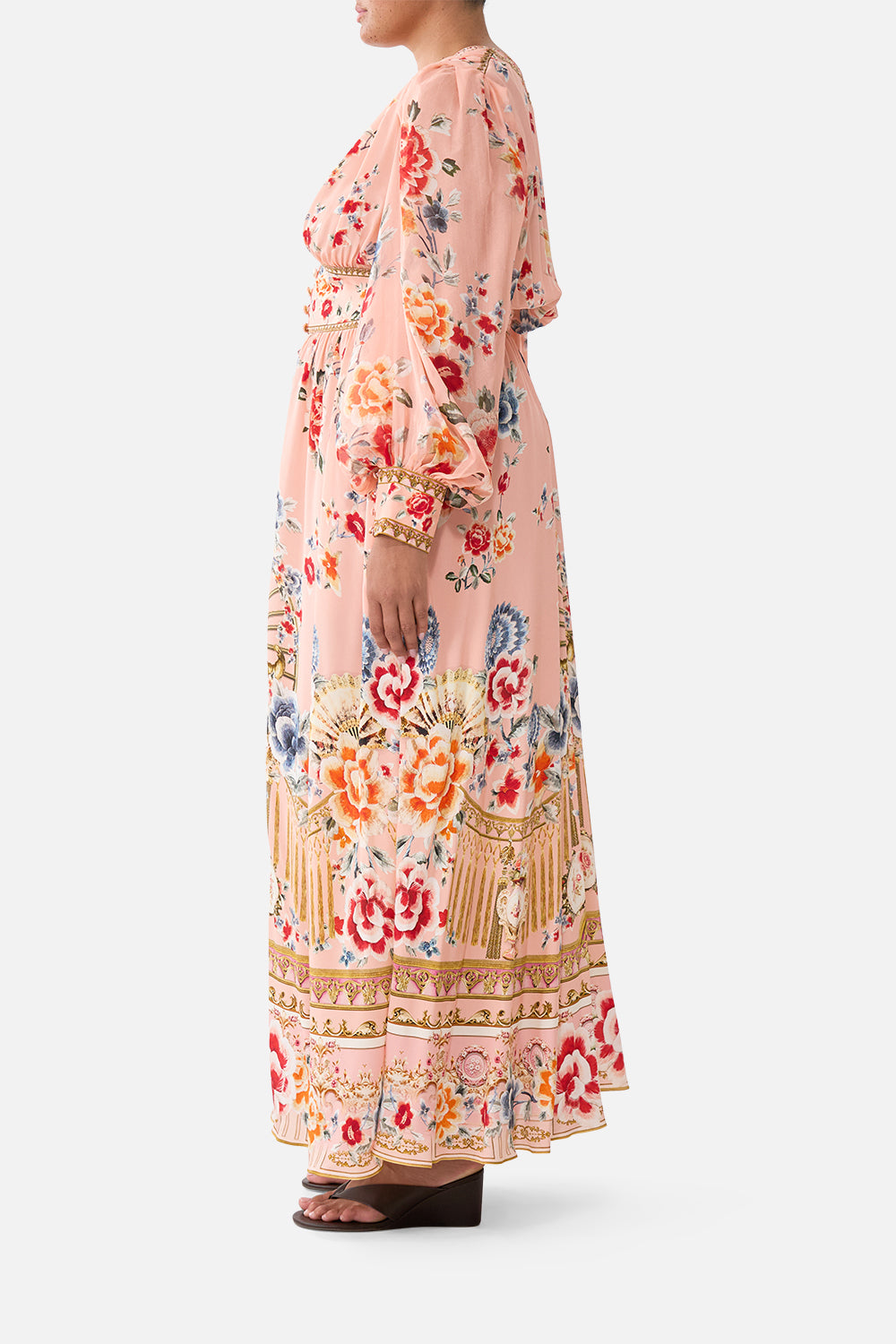 SHAPED WAISTBAND DRESS WITH GATHERED SLEEVES MAJESTIC MILLA