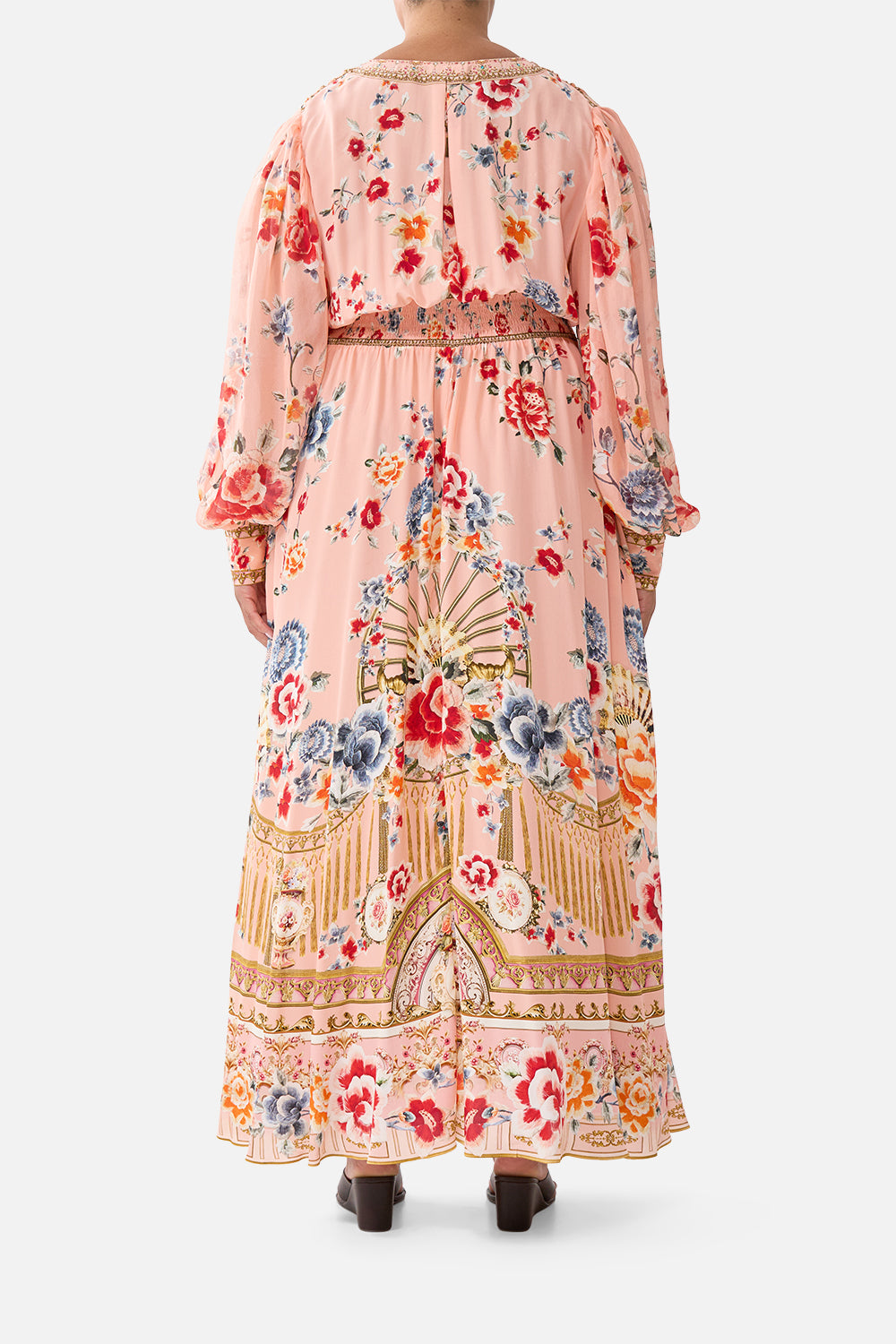 SHAPED WAISTBAND DRESS WITH GATHERED SLEEVES MAJESTIC MILLA