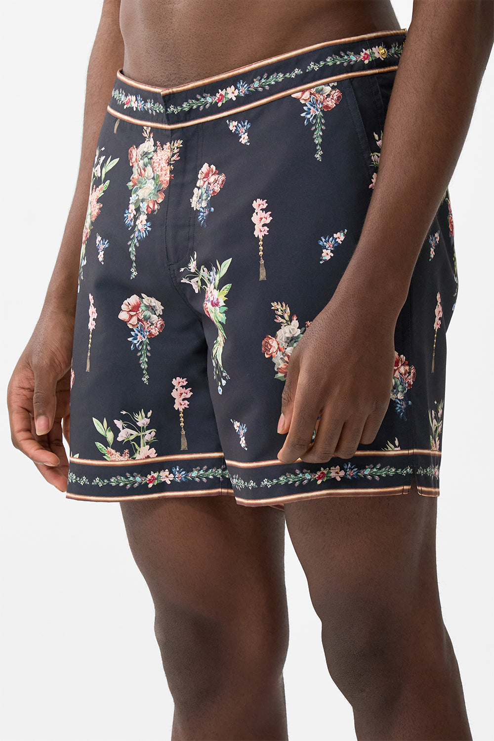 The CAMILLA Mid Length Boardshort With Fixed Waist in our Noble Endeavours print.