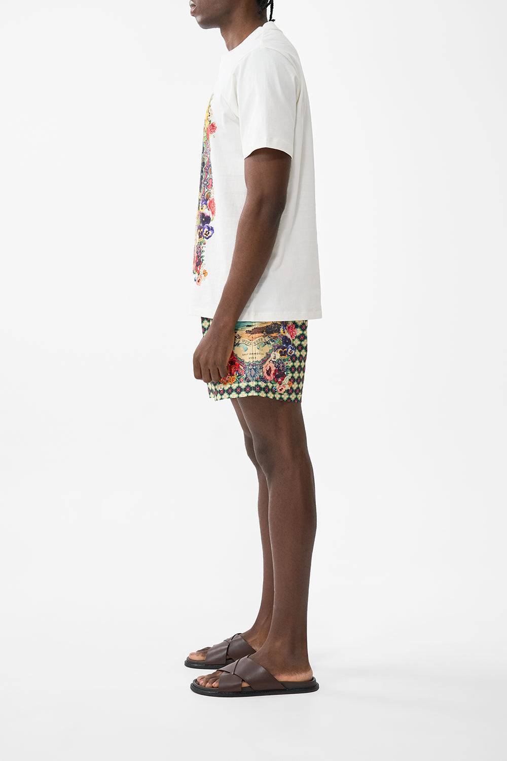 The CAMILLA LACE SPLICE TOP WITH LONG SLEEVE BOTANICAL BALLADS in our  print.
