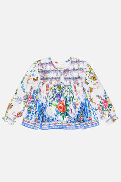 The CAMILLA Babies Gathered Collarless Jacket W Shirring in our Tiles Darls print.