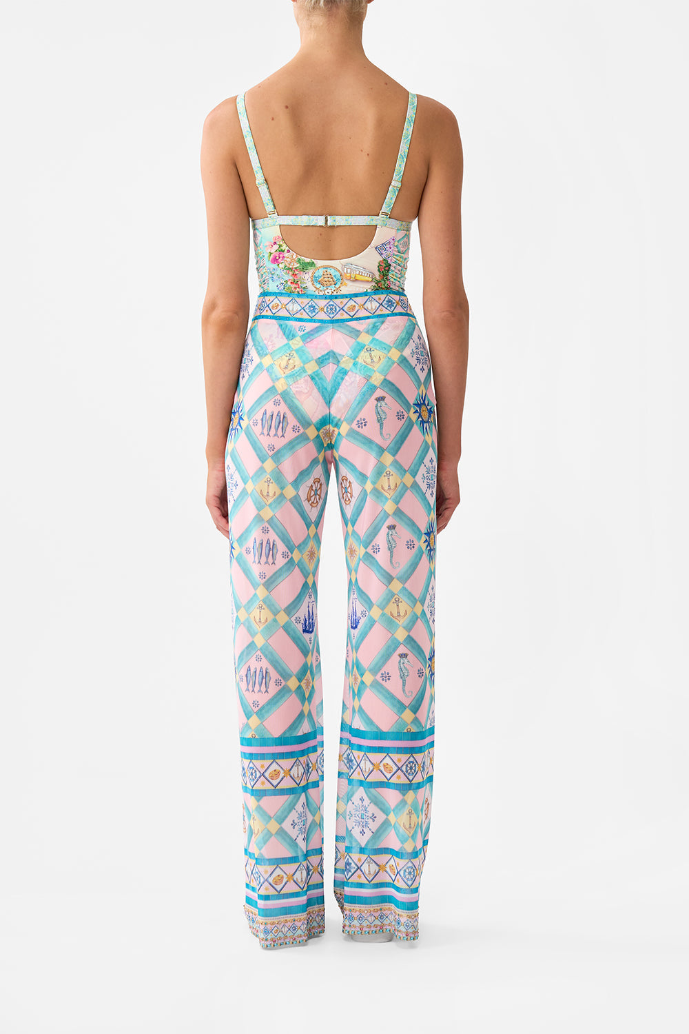 The CAMILLA Mesh Straight Leg Pant in our Just Coasting print.