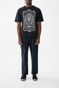 The CAMILLA Relaxed Fit Jacquard Knit Crew Neck Tee in our Rinse & Roar print.