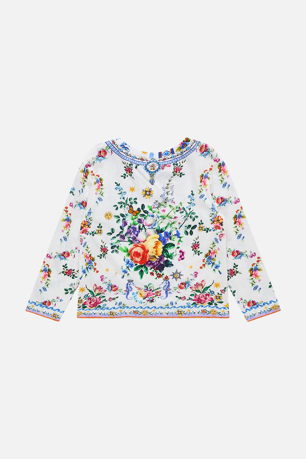 The CAMILLA Kids Relaxed Long Sleeve Tee 4-10 in our Tiles Darls print.