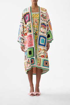 CROCHET PATCHED KIMONO COAT SOAP OPERA