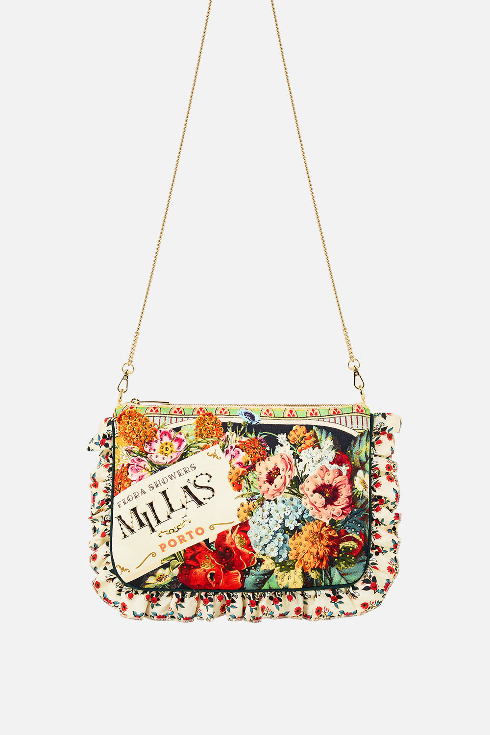 The CAMILLA Frill Edge Crossbody Bag in our Aromatic Amor print.