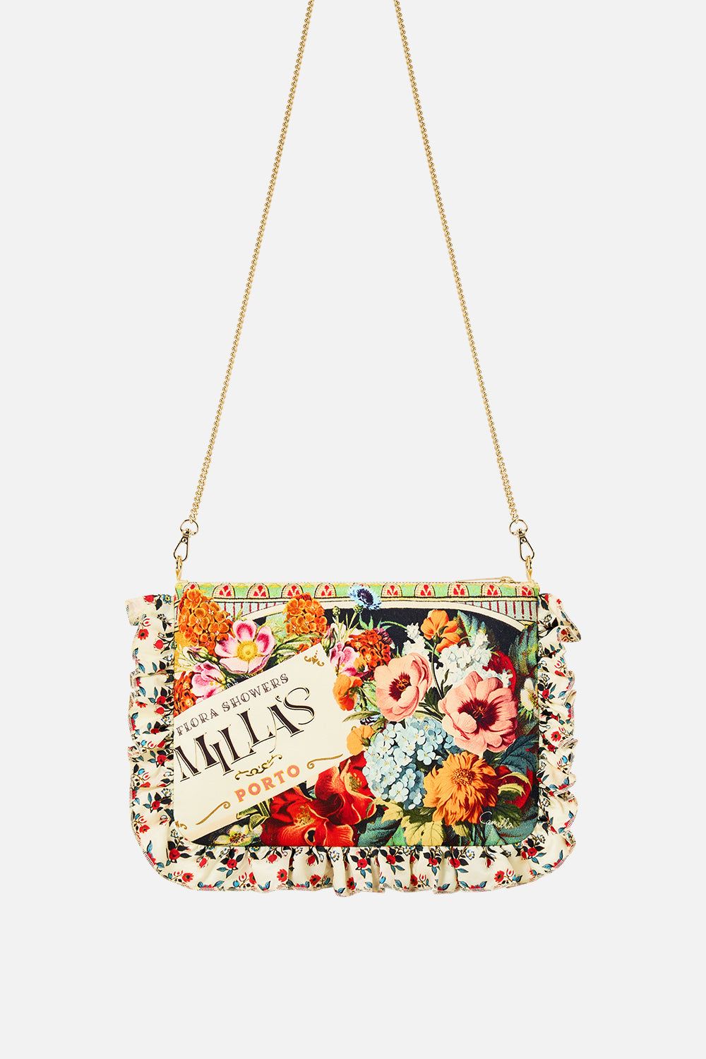 The CAMILLA Frill Edge Crossbody Bag in our Aromatic Amor print.