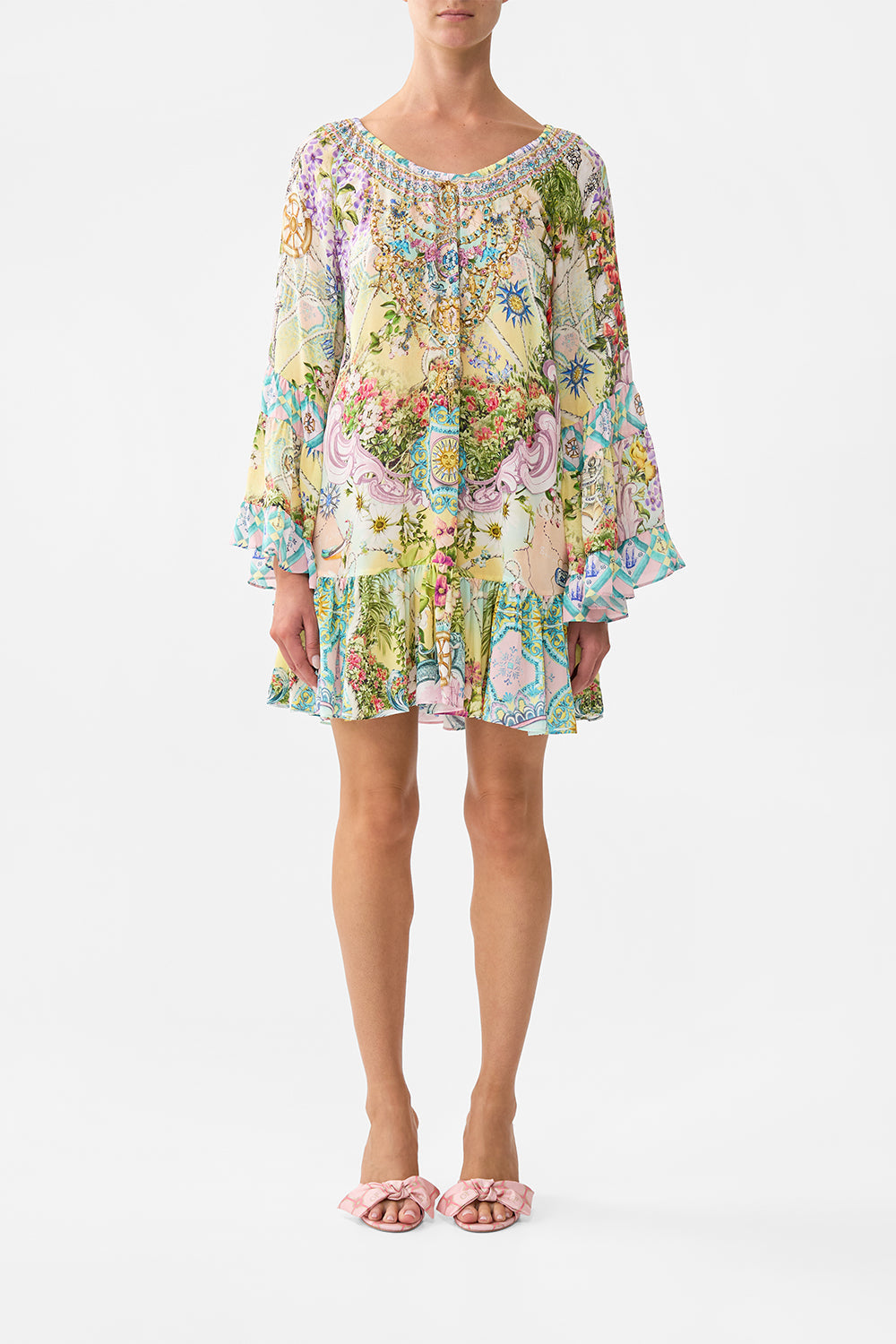 The CAMILLA TRAPEZE MAXI DRESS AMSTERDAM JEWEL in our AMSTERDAM JEWEL print.