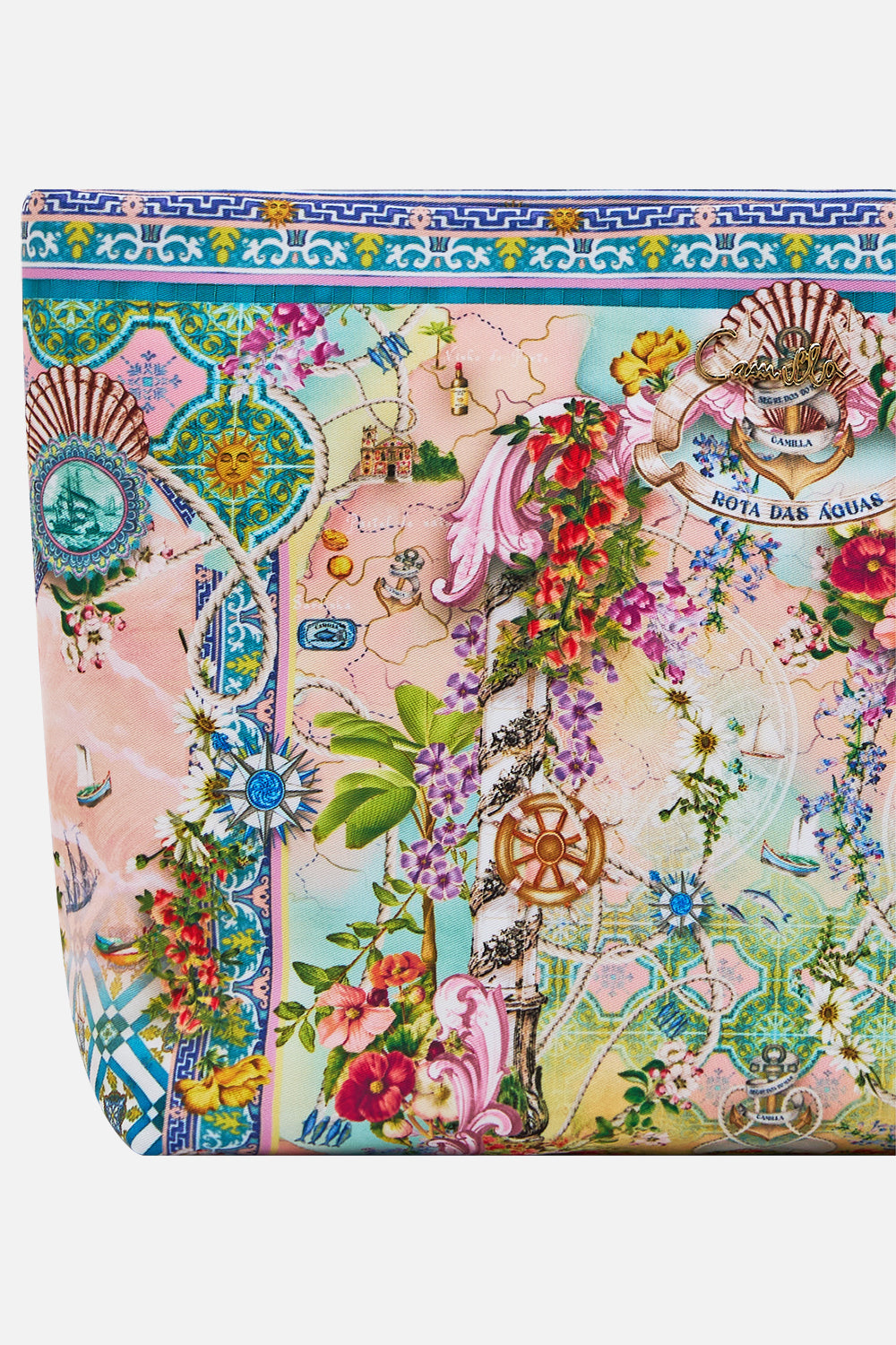 The CAMILLA Large Makeup Clutch in our Just Coasting print.