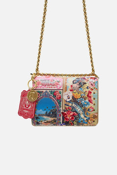 The CAMILLA Crossbody Box Bag With Chain And Keyring in our Aromatic Tiger Flower print.