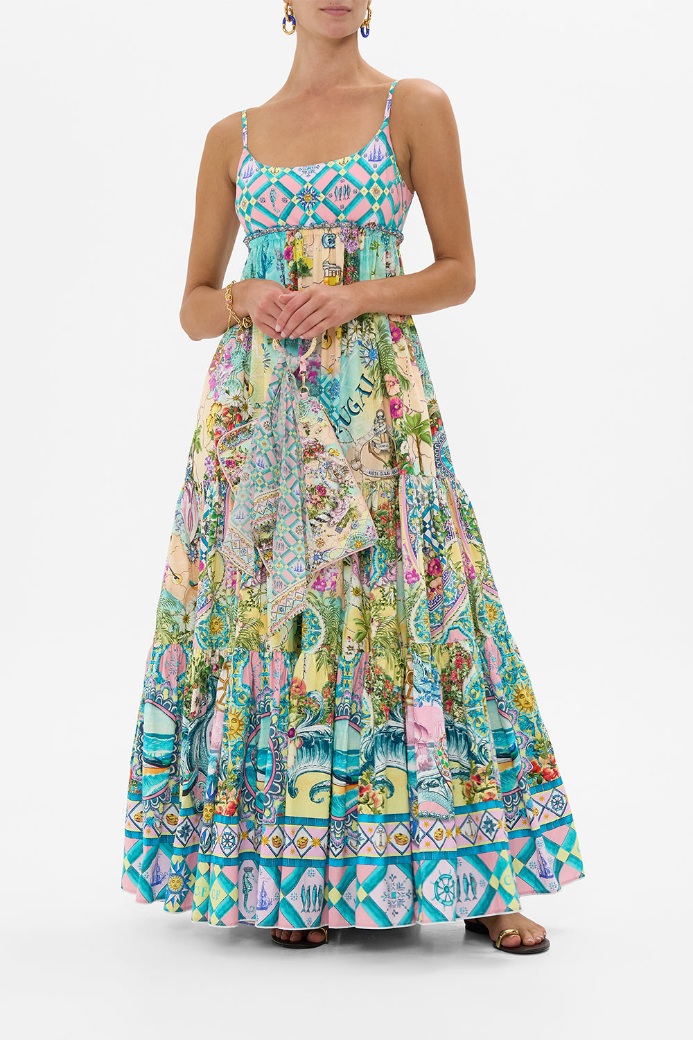 The CAMILLA Ring Scarf Clutch in our Just Coasting print.