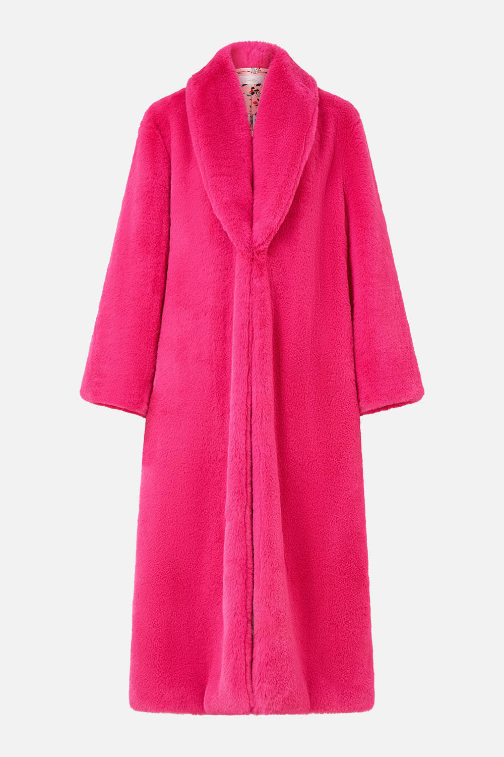 The CAMILLA Maxi Teddy Coat in our Pink Porto print.