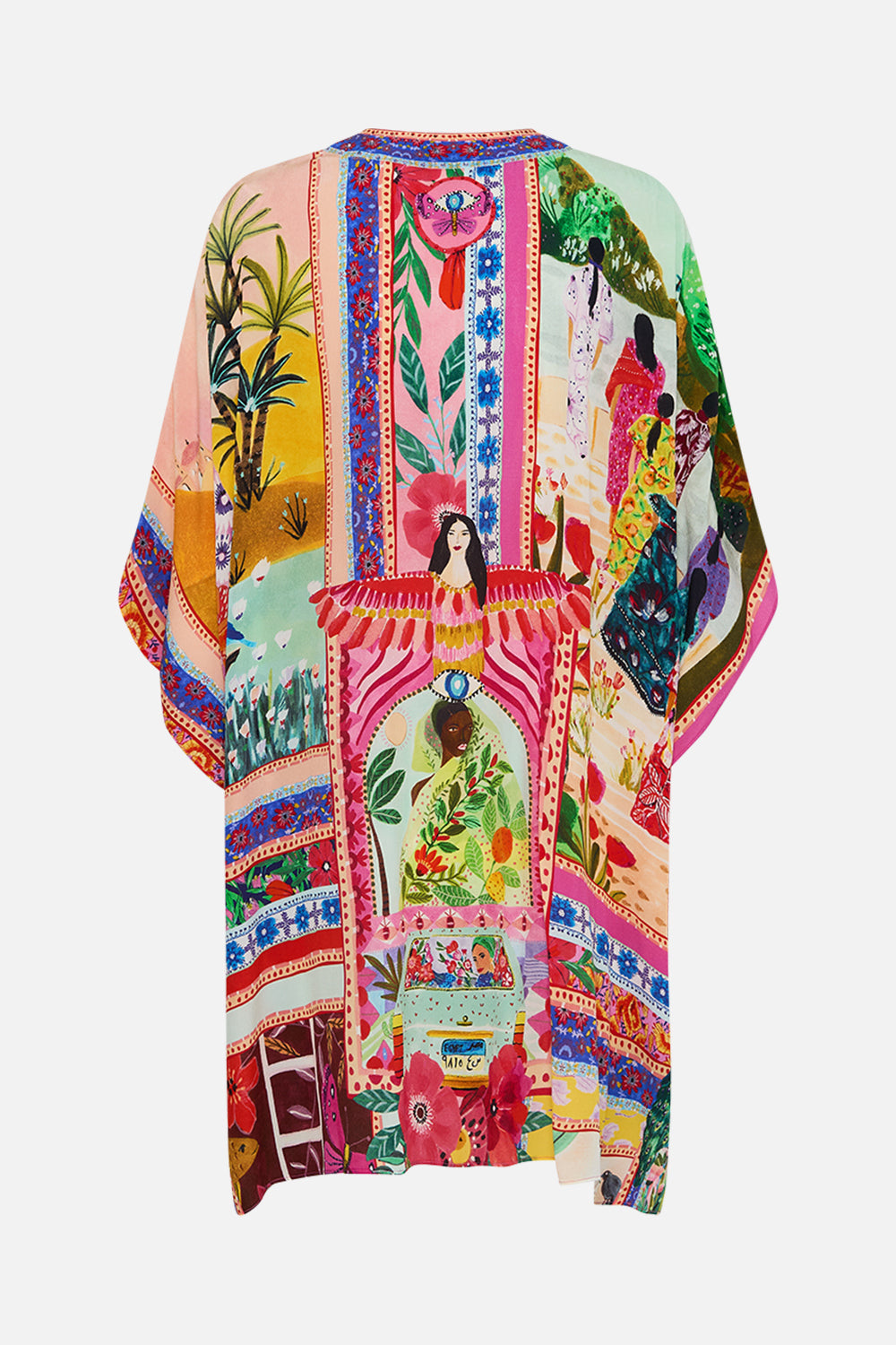 CAMILLA Short Lace Up Kaftan in Roeqiyas Realm print. 