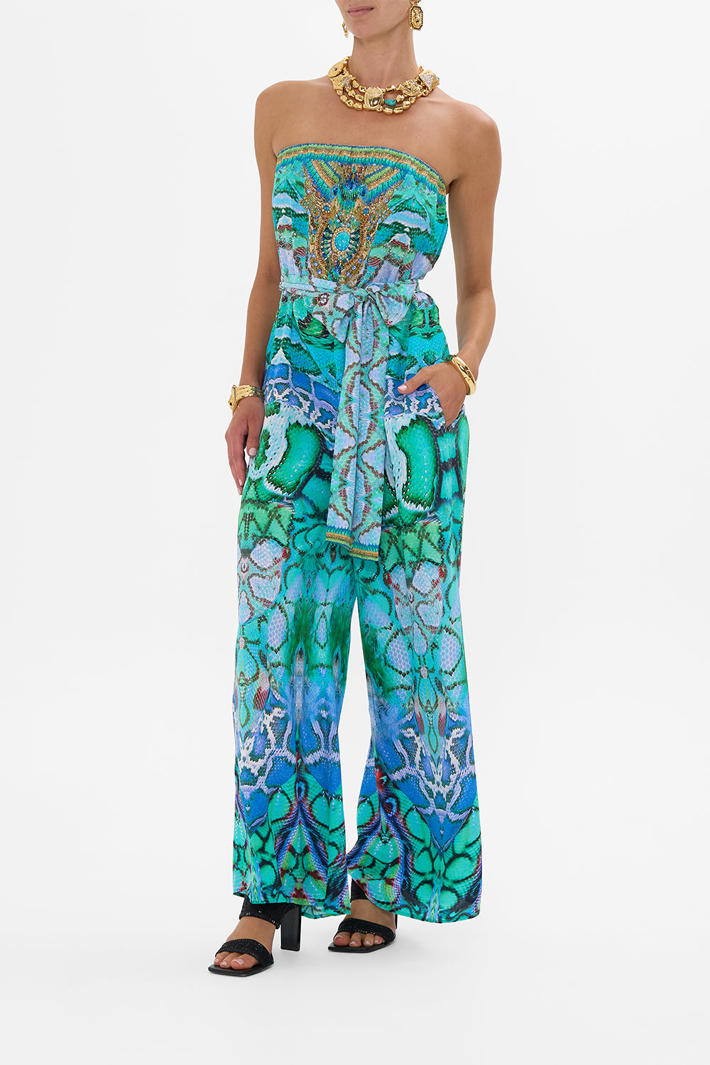 TIE WAIST STRAPLESS JUMPSUIT LAND OF WONDER