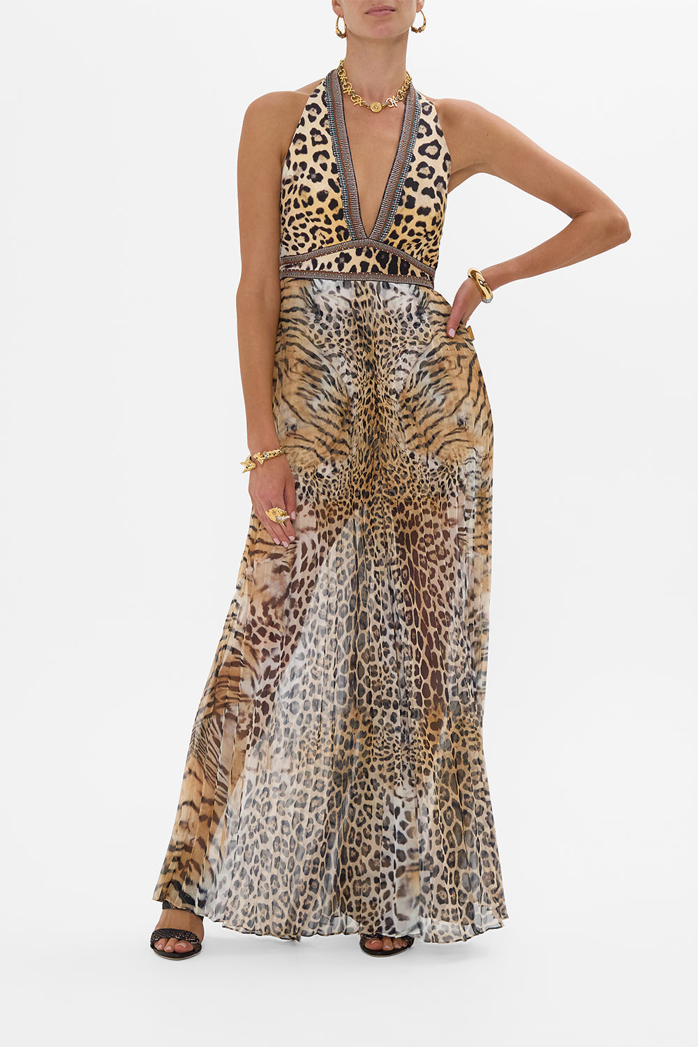The CAMILLA A LINE FRILL DRESS FLOR FANTÁSTICA in our FLOR FANTÁSTICA print.