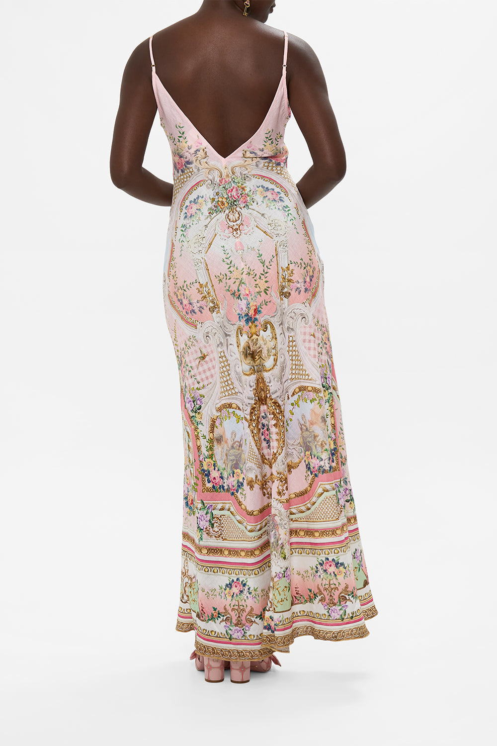 V NECK FULL LENGTH BIAS SLIP DRESS LISBON LULLABY