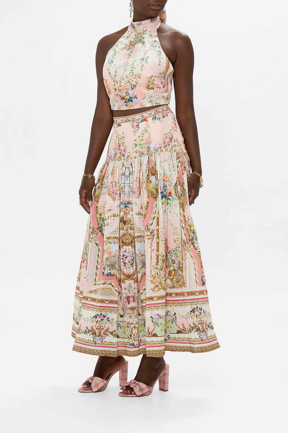 The CAMILLA TIE ONE SHOULDER SHORT DRESS SPIRIT OF SANTA MARIA in our  print.