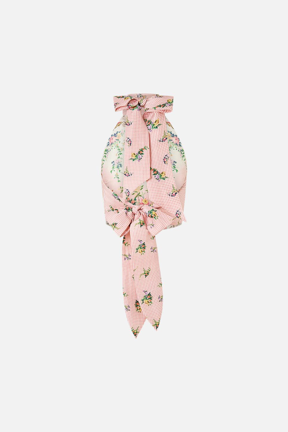 The CAMILLA TIERED SHORT DRESS WITH NECK FRILL FLORAL FREEFALL in our  print.
