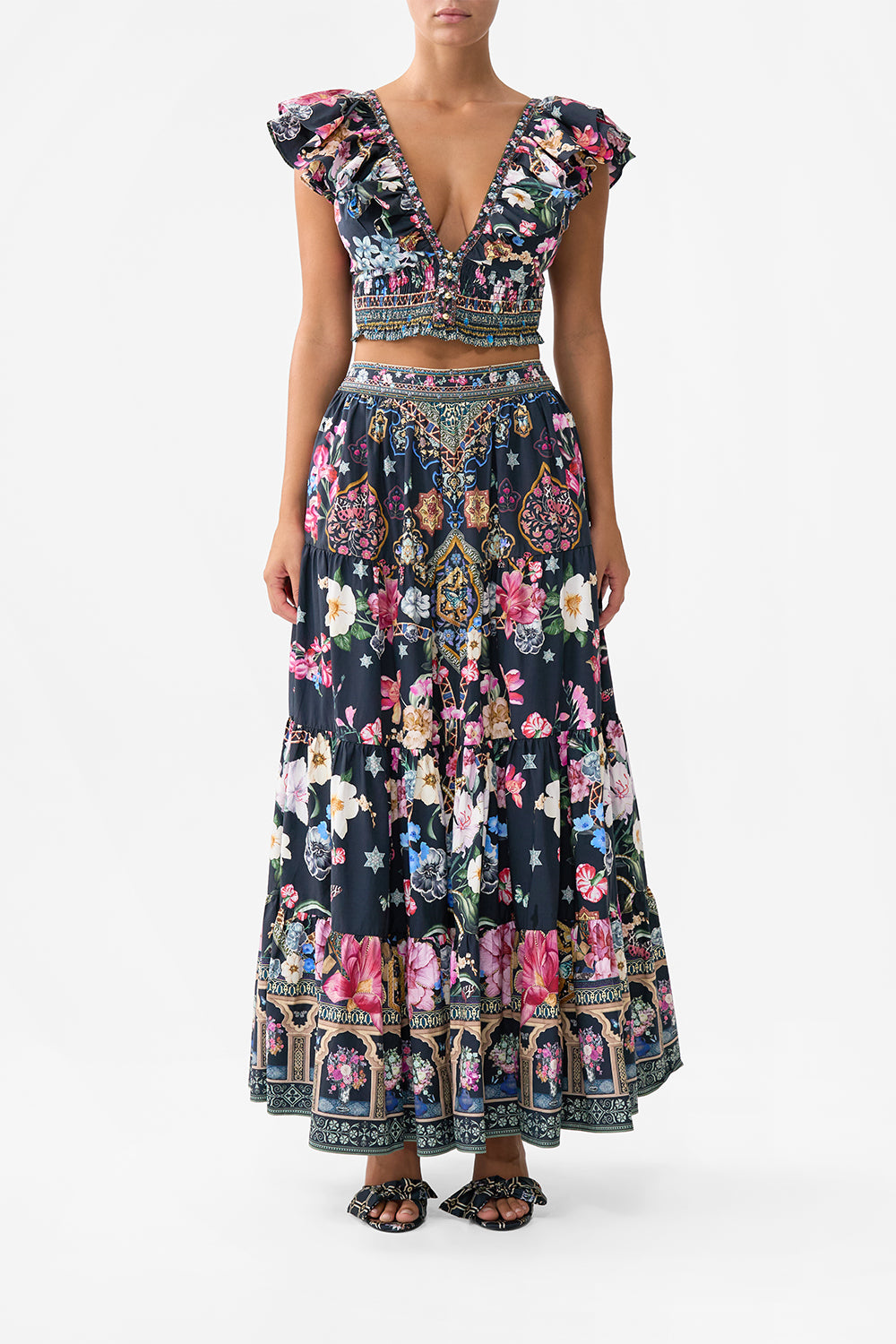 TIERED MAXI SKIRT MIDNIGHT IN MONSERRATE