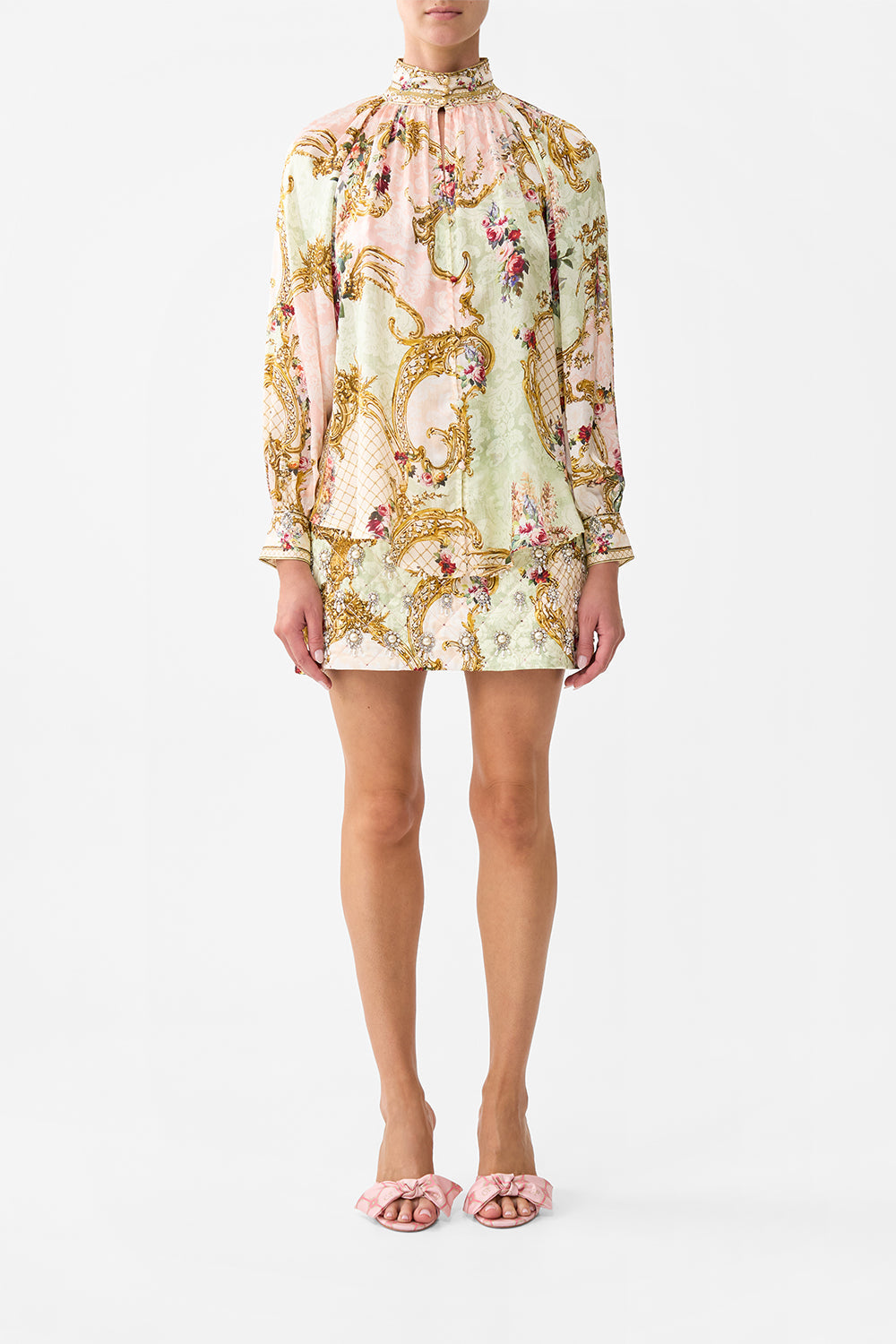 The CAMILLA BLOUSON SLEEVE BOMBER SPIRIT OF SANTA MARIA in our  print.