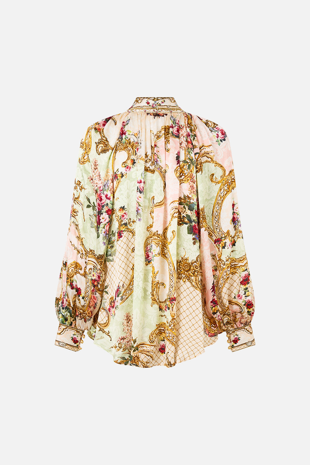 The CAMILLA HIGH WAISTED TIERED SKIRT AROMATIC AMOR in our  print.