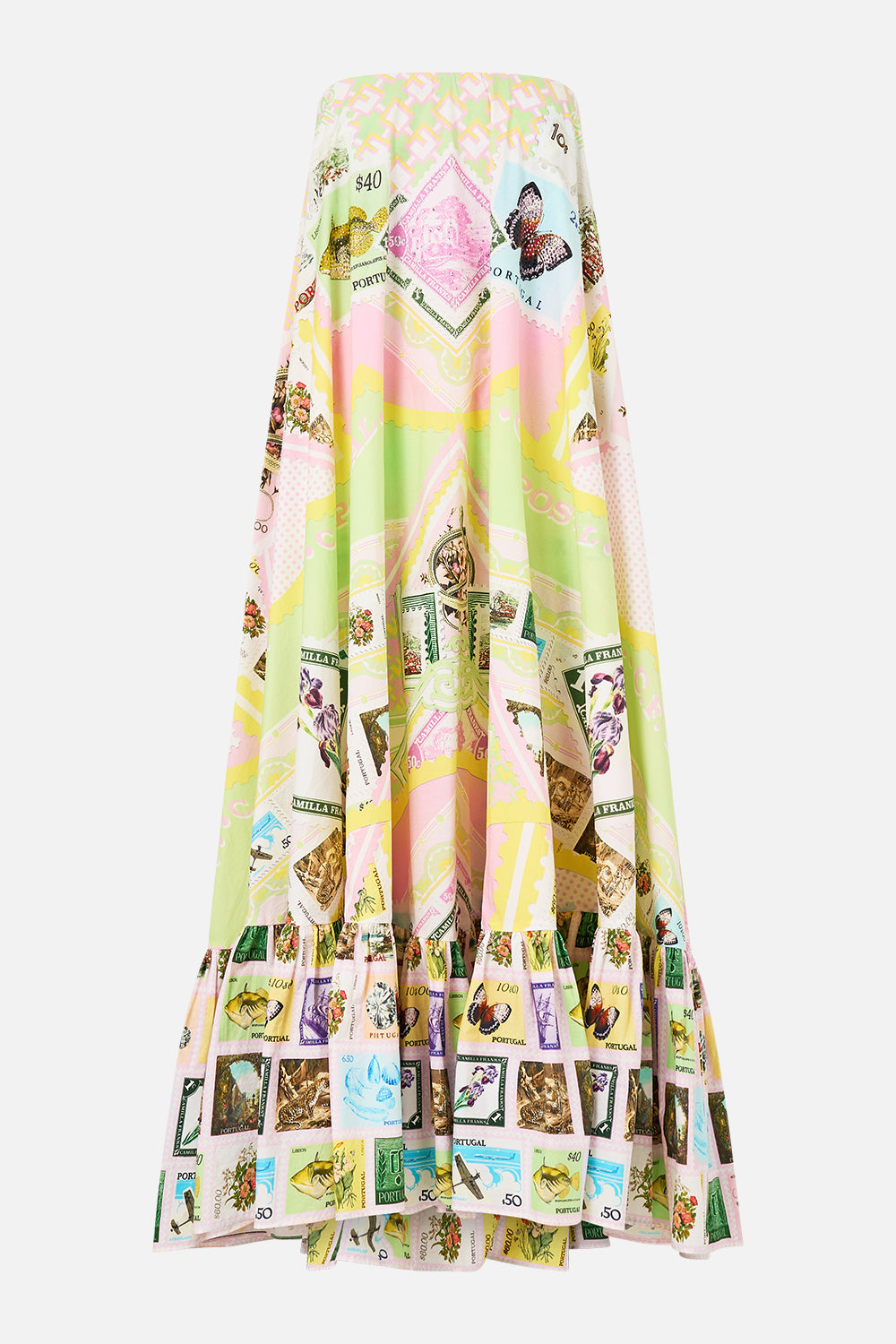 The CAMILLA ASYMMETRIC BOW TOP BOTANICAL UTOPIA in our  print.