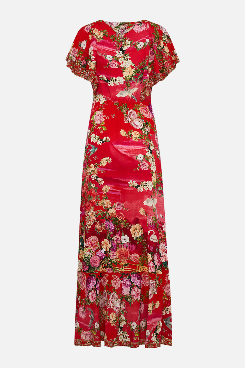 CAMILLA Frill sleeve long dress in Sweet home Alexandria print.