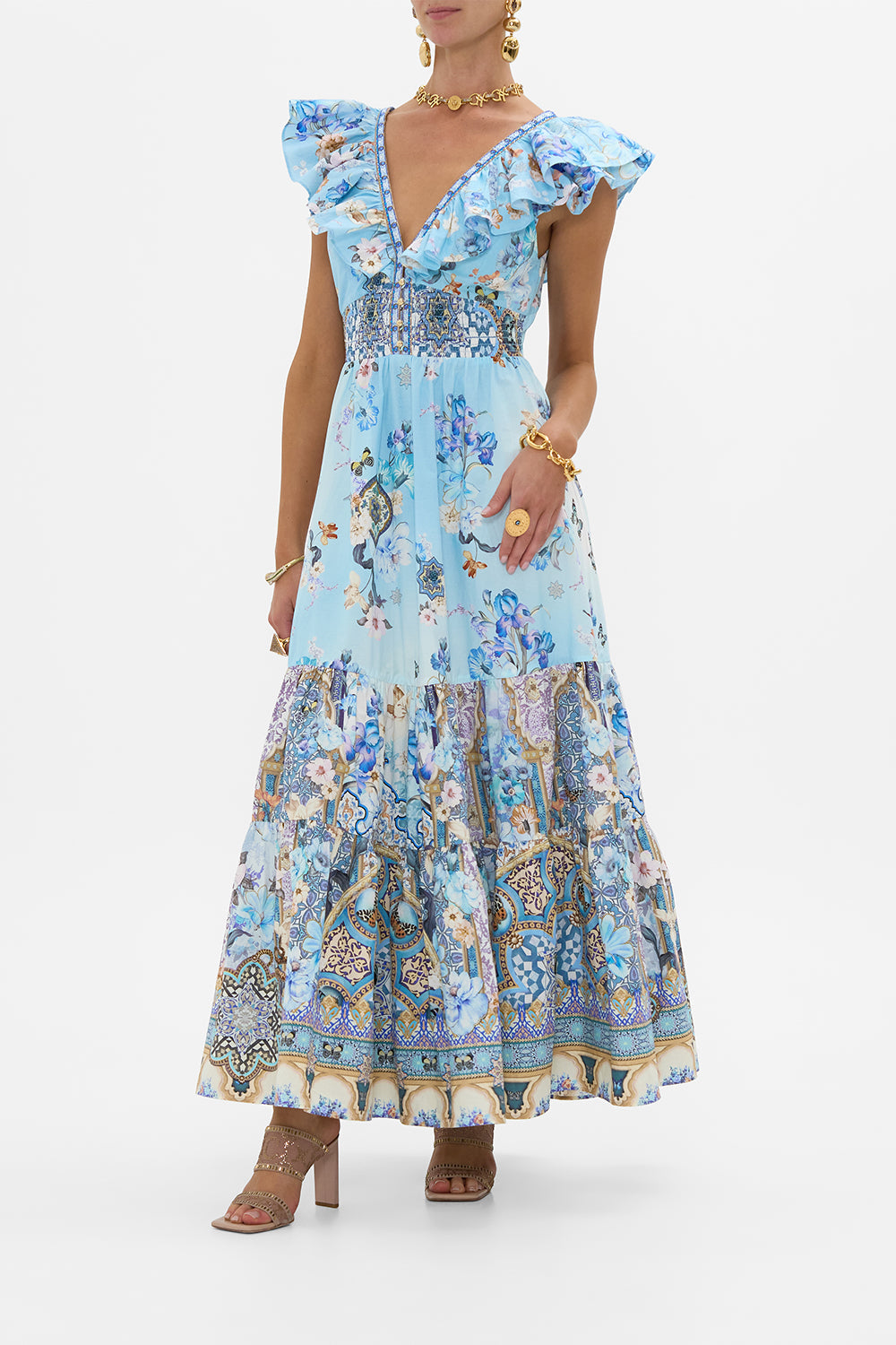 TIERED DRESS WITH NECK FRILL AL MANIAL PALACE MEMOIRS