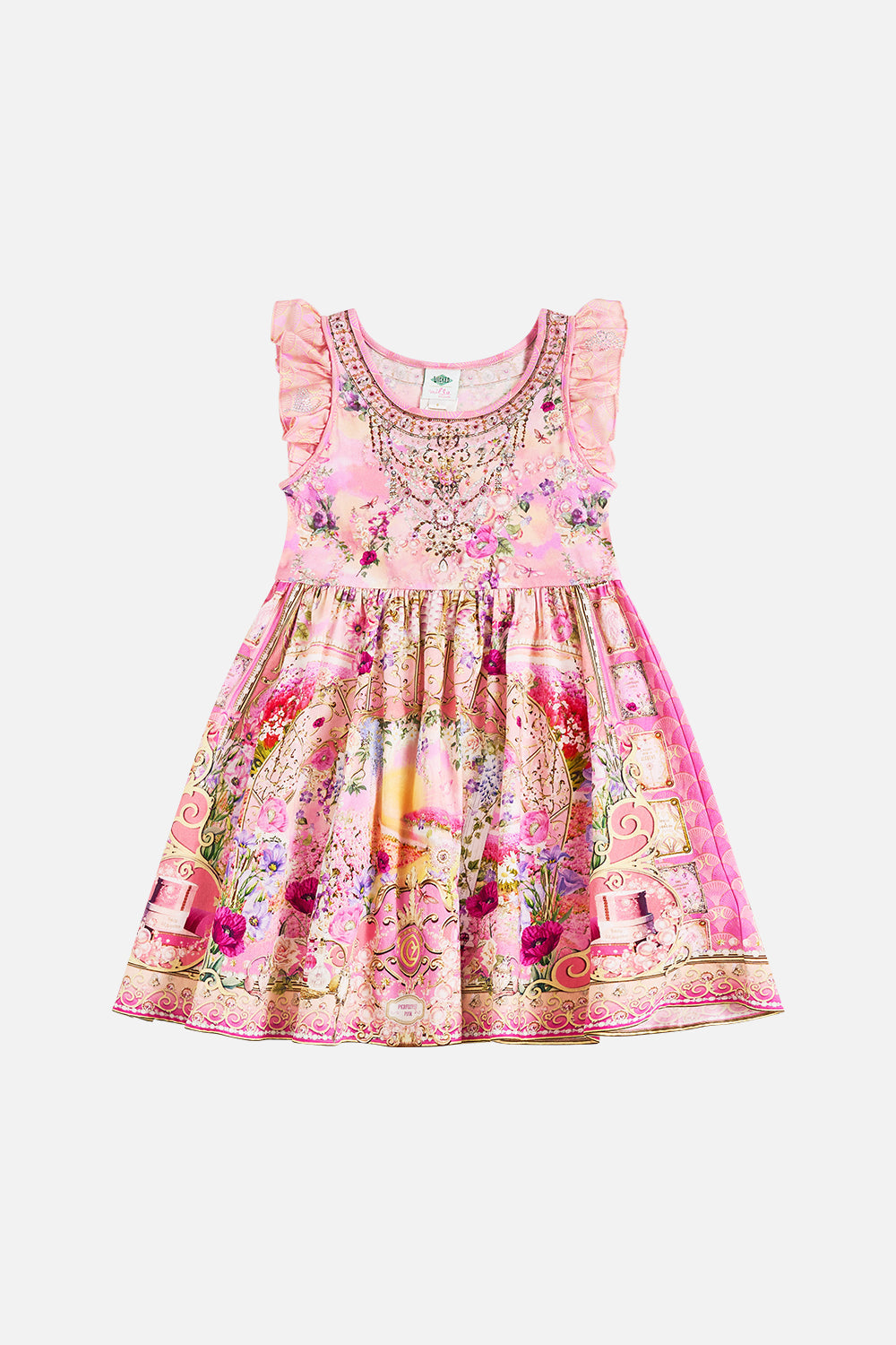 KIDS JERSEY AND WOVEN MINI FRILL DRESS 4-10 TOTALLY OZMOPOLITAN