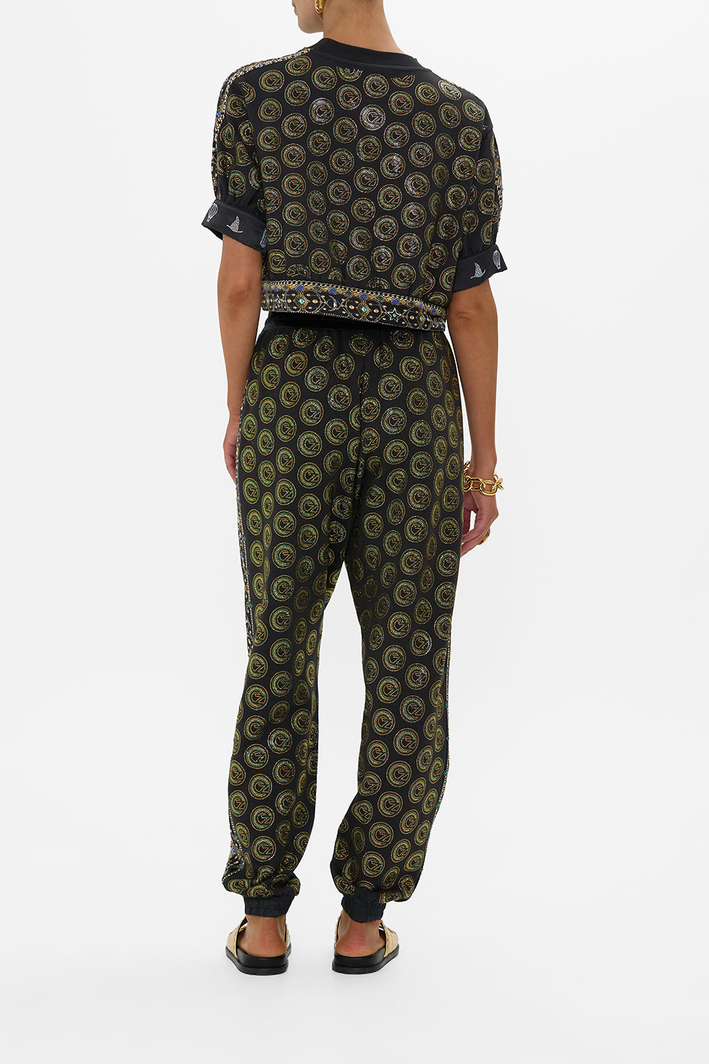 The CAMILLA BUTTON FRONT FRILL DRESS PALACIO PLAYGROUND in our  print.