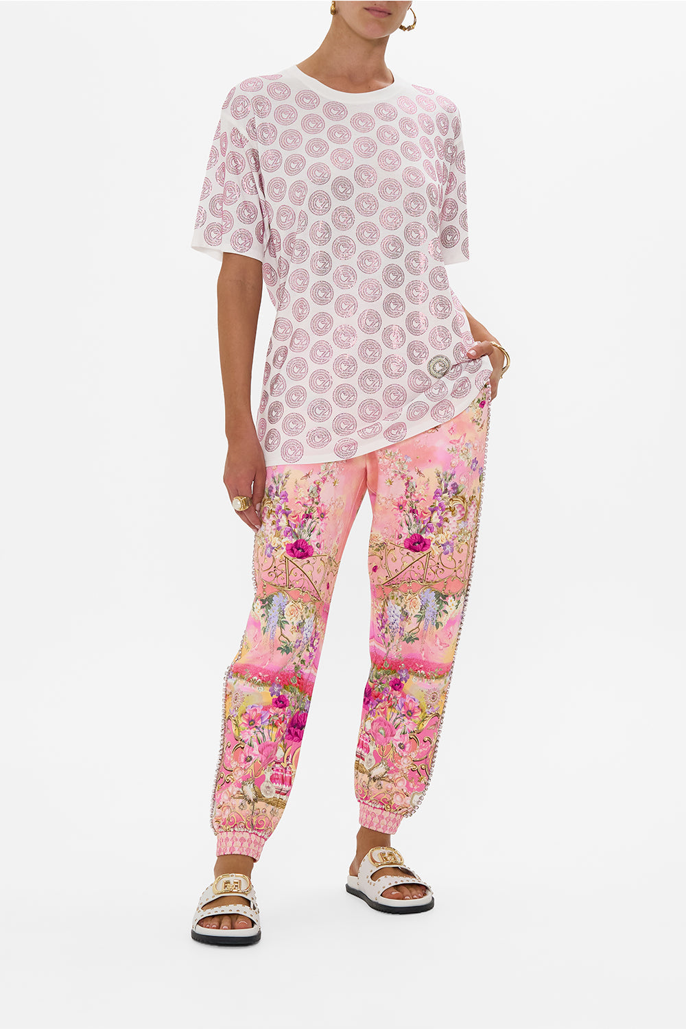 OVERSIZED BAND TEE - WHITE/PINK TOTALLY OZMOPOLITAN