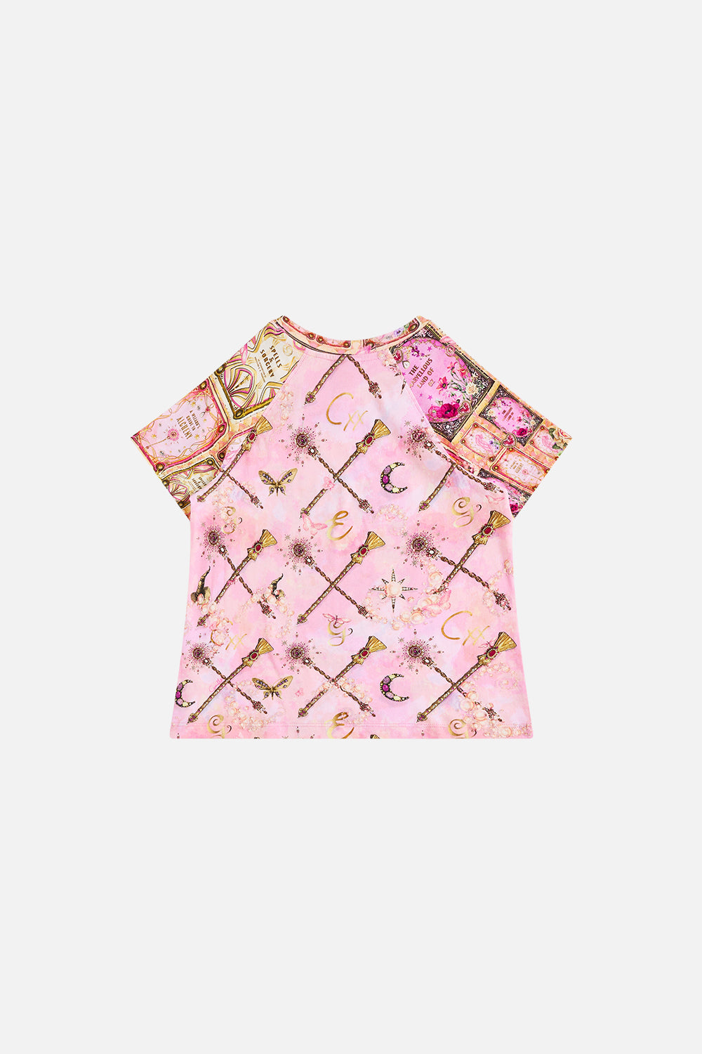 The CAMILLA TIERED SHORT DRESS WITH NECK FRILL JARDIM PARTY in our  print.