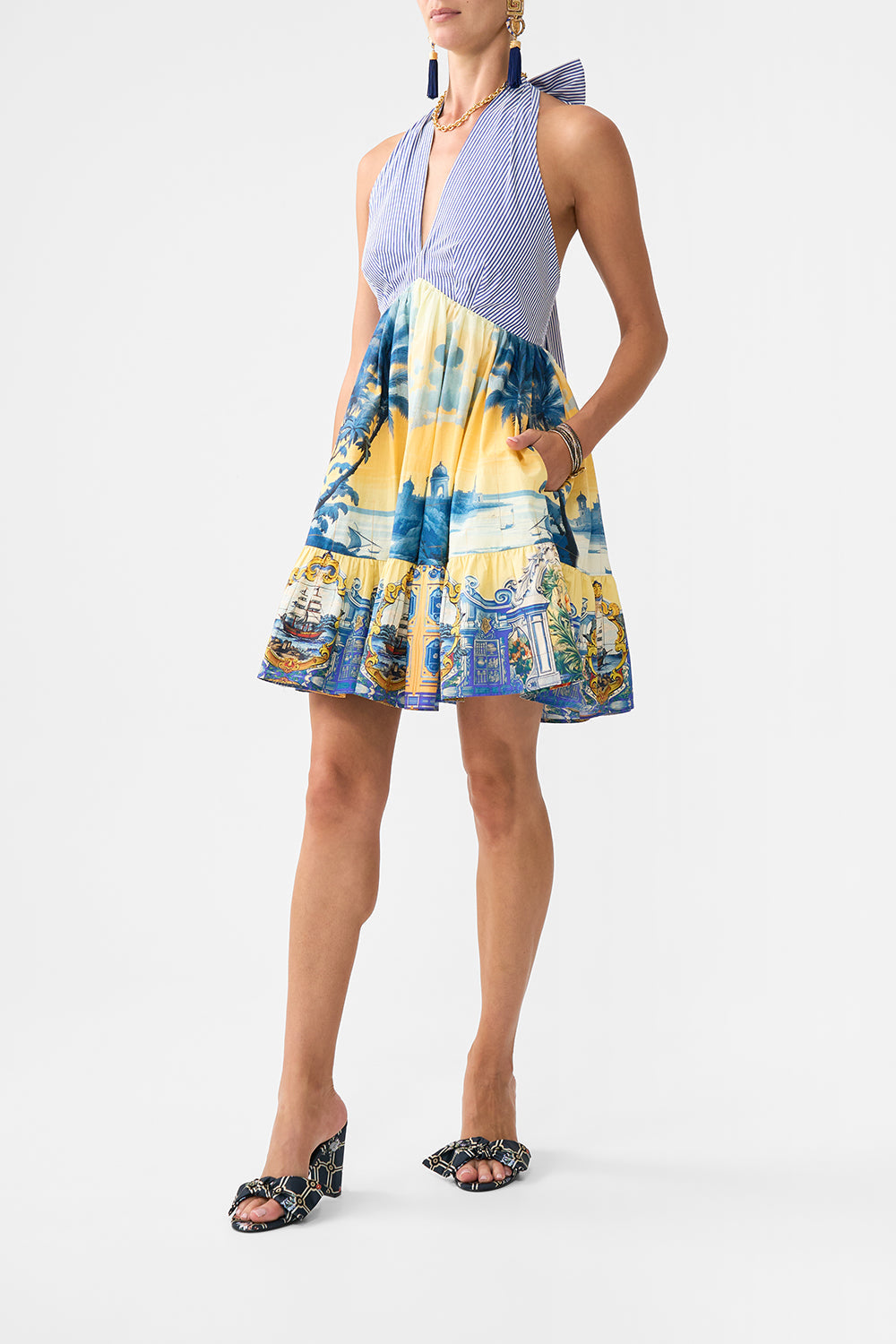 The CAMILLA BUTTON FRONT LOUNGE PANT MONARCHY MANIA in our  print.