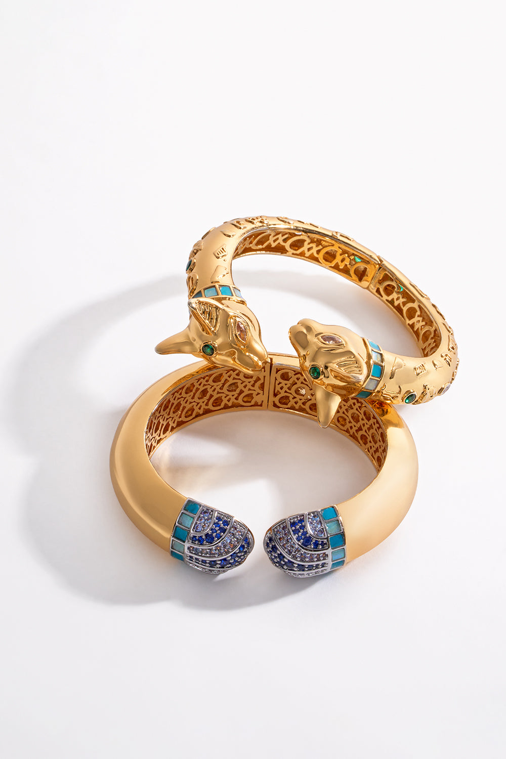 CAMILA Gold Bastet Bangle in Global Nomad print. 
