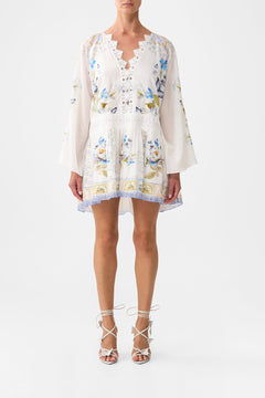 RELAXED SHORT DRESS WITH DROPPED WAIST BOTANICAL BALLADS