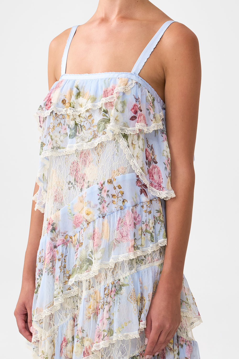 ASYMMETRIC SPLICED LACE DRESS TILED IN TIME