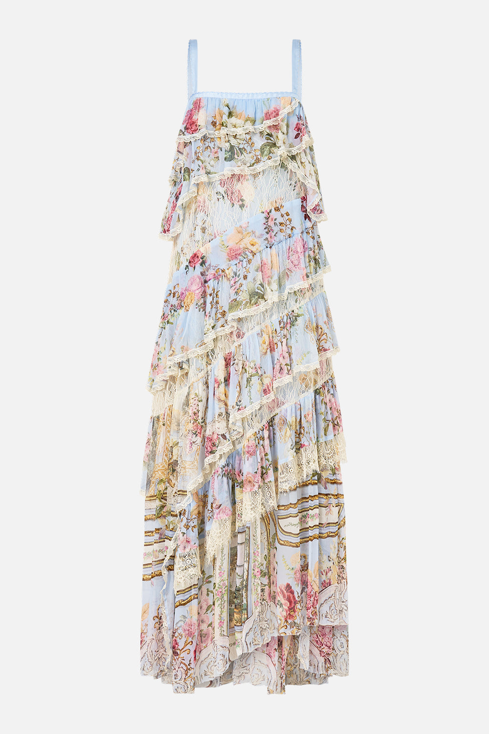 ASYMMETRIC SPLICED LACE DRESS TILED IN TIME