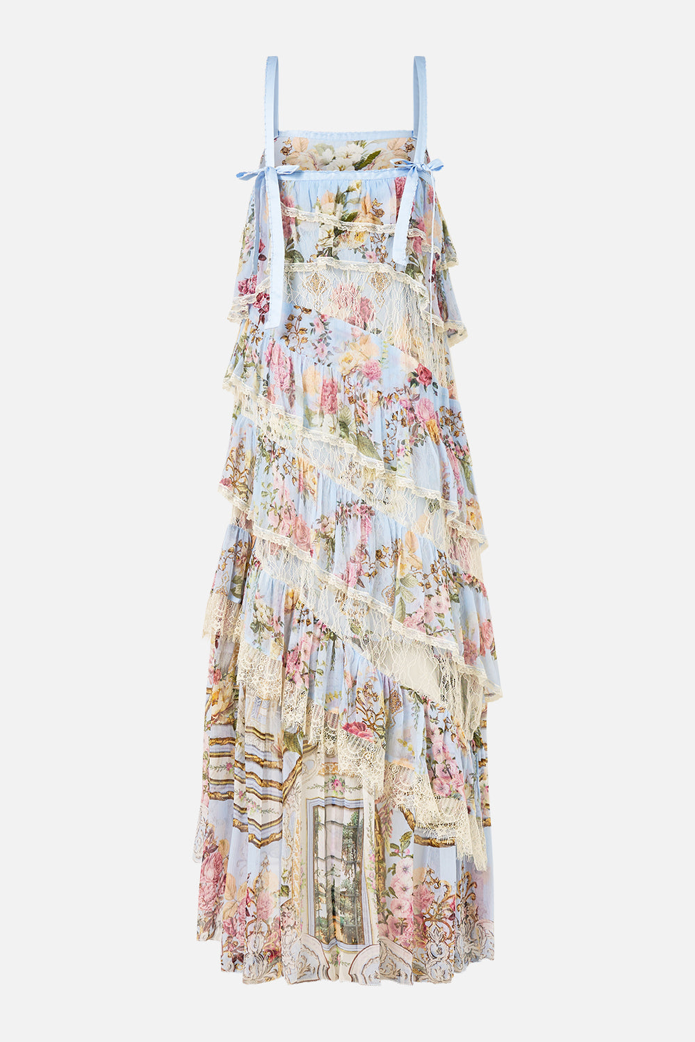 ASYMMETRIC SPLICED LACE DRESS TILED IN TIME