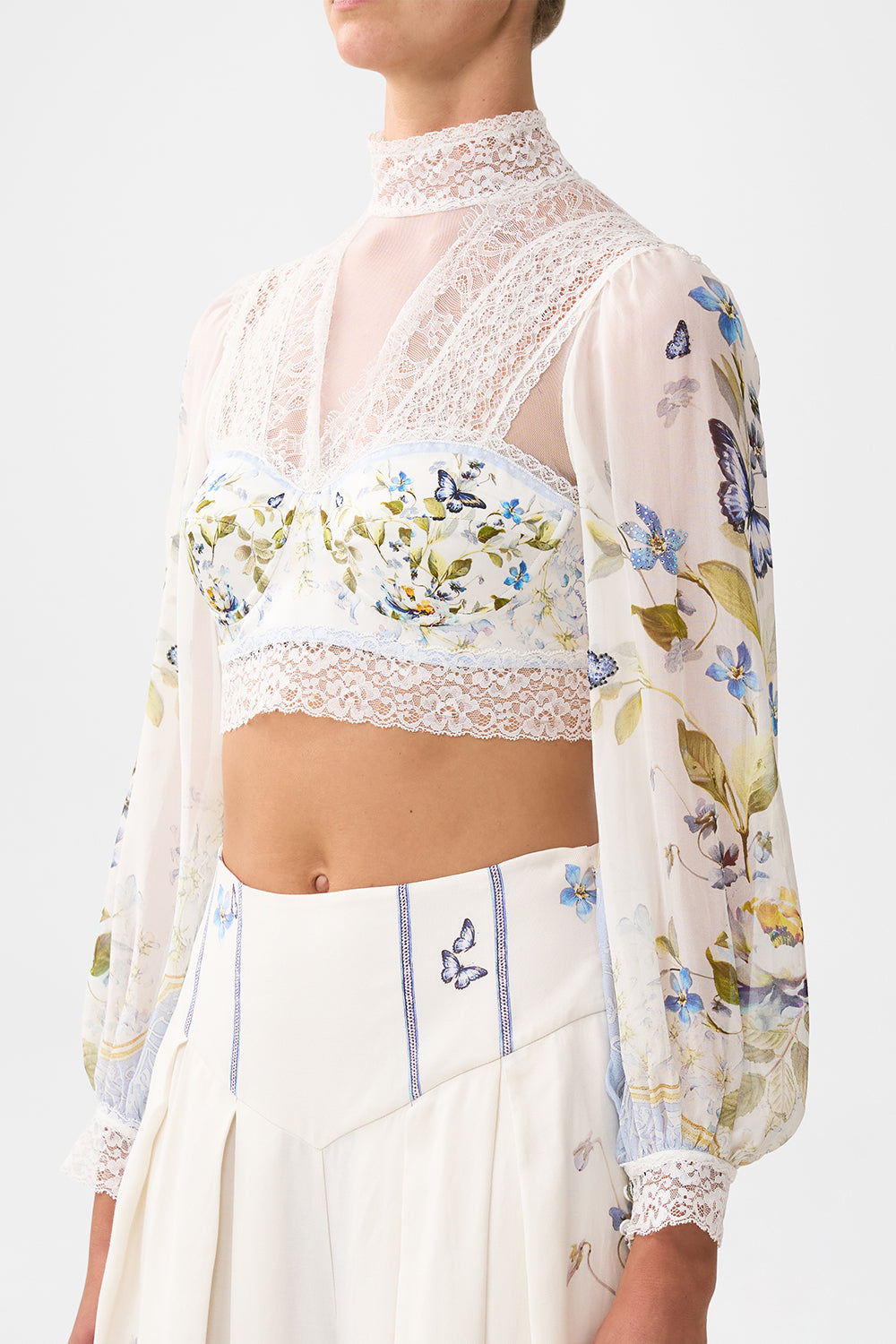 LACE SPLICE TOP WITH LONG SLEEVE BOTANICAL BALLADS