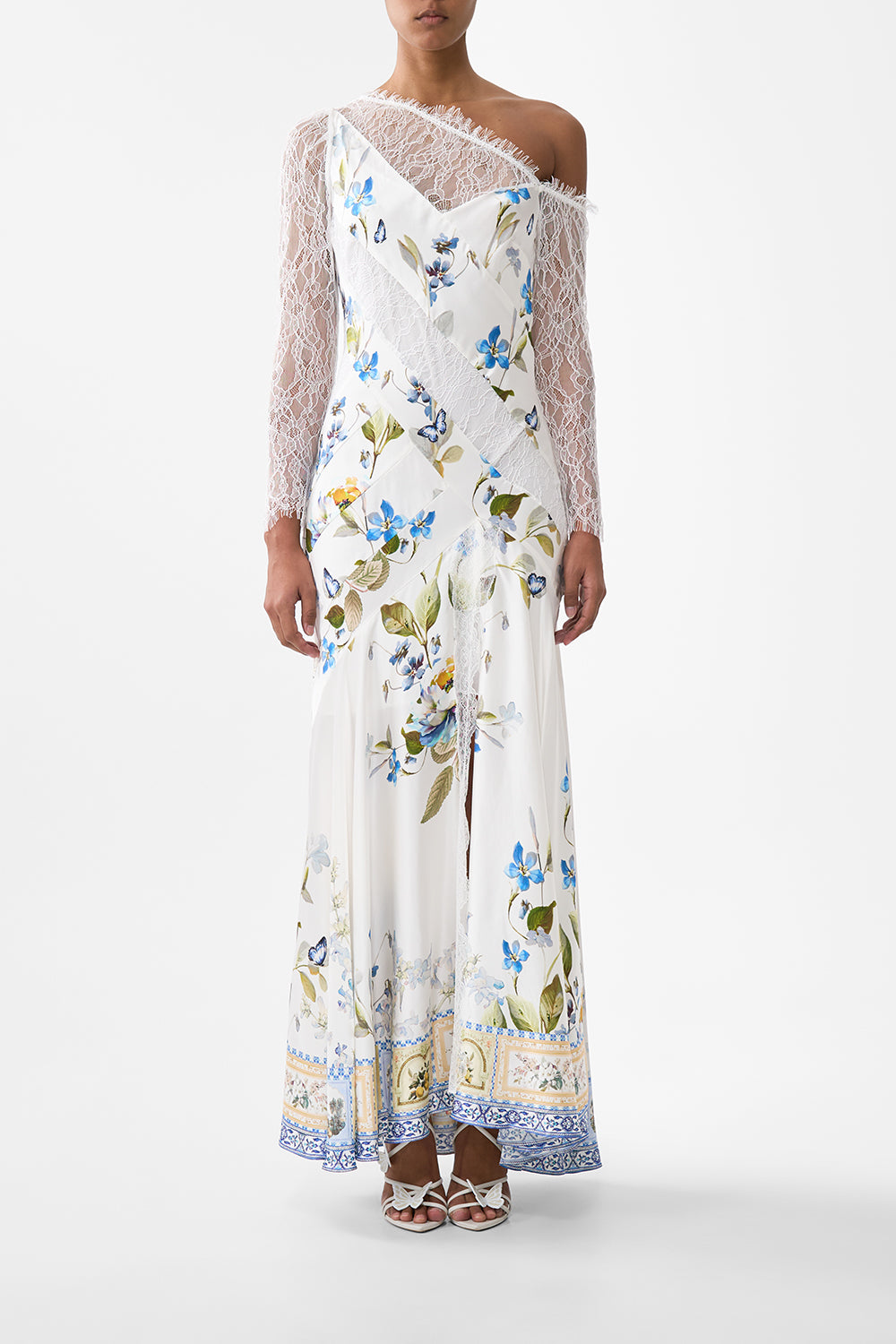 The CAMILLA TWISTED ONE SHOULDER DRESS SONG OF THE SOLSTICE in our  print.