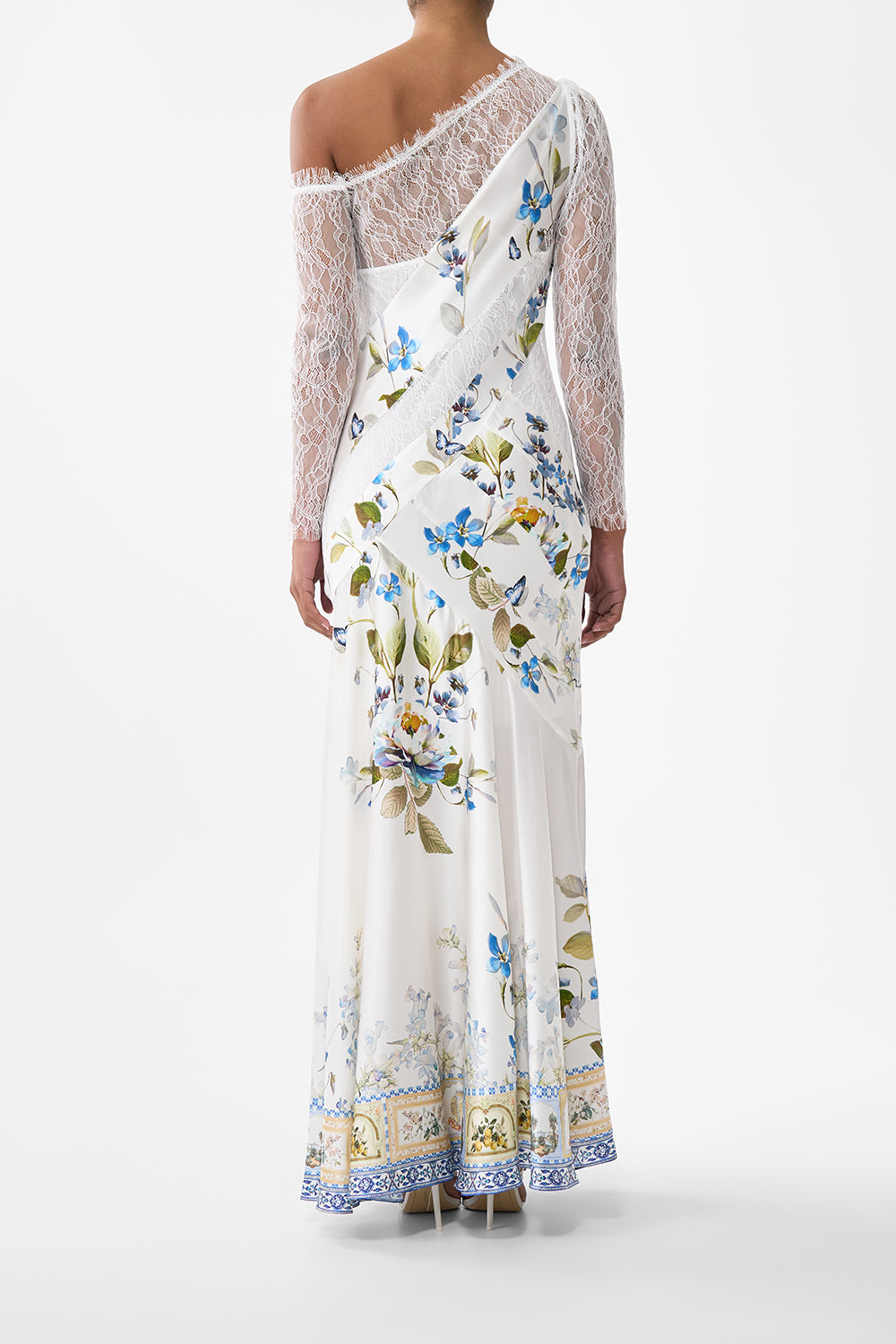 The CAMILLA TWISTED ONE SHOULDER DRESS SONG OF THE SOLSTICE in our  print.
