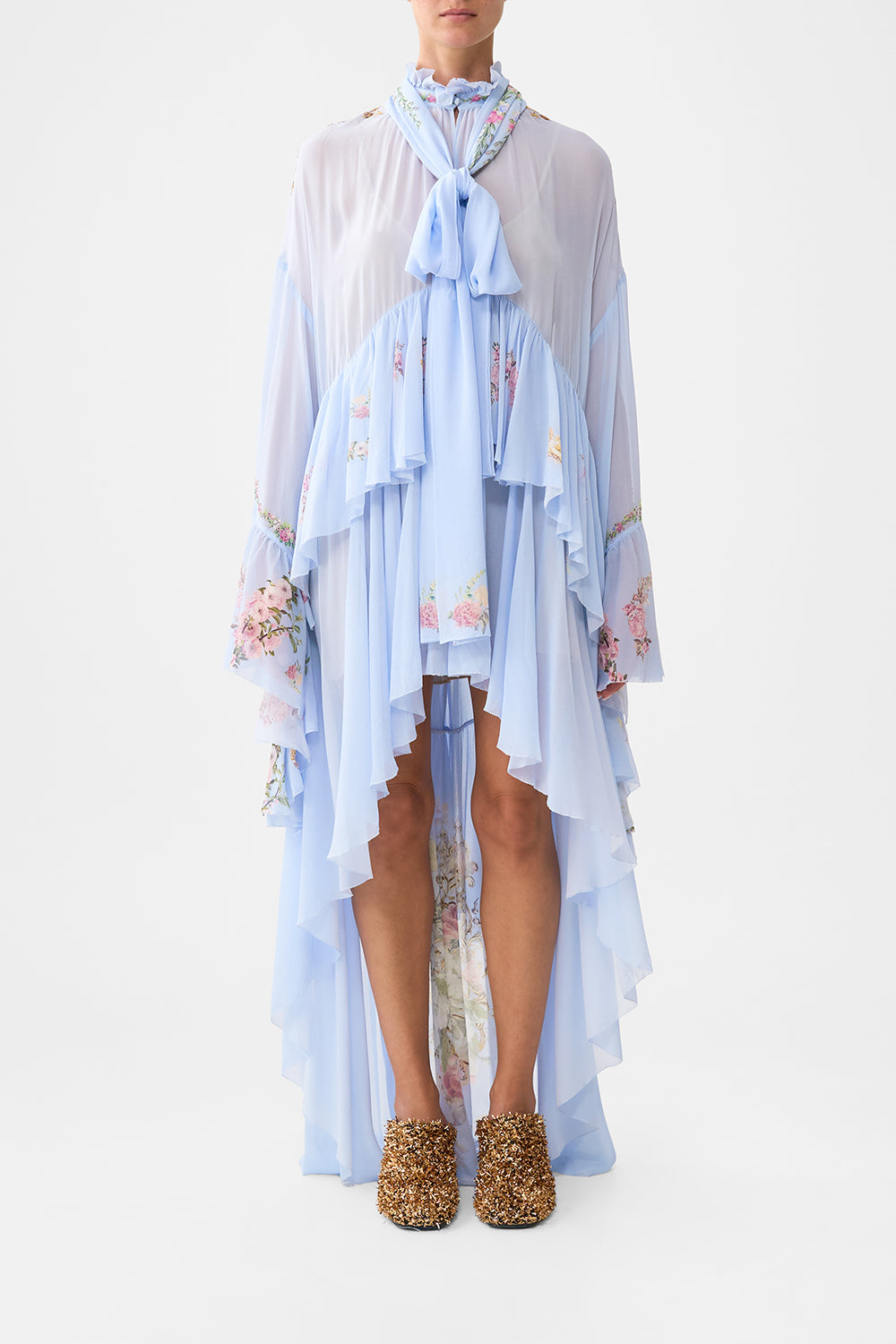 The CAMILLA RELAXED PANELLED PANT WITH SILK BELT NOTES FROM THE ROAD in our  print.