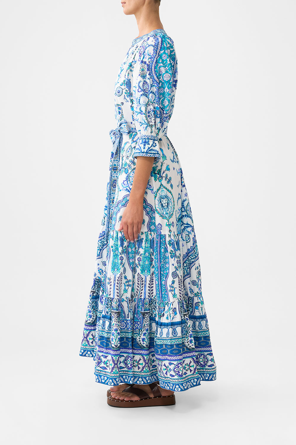 The CAMILLA MULTI WEAR LONG SARONG FOOTSTEPS IN FOLKLORE in our  print.