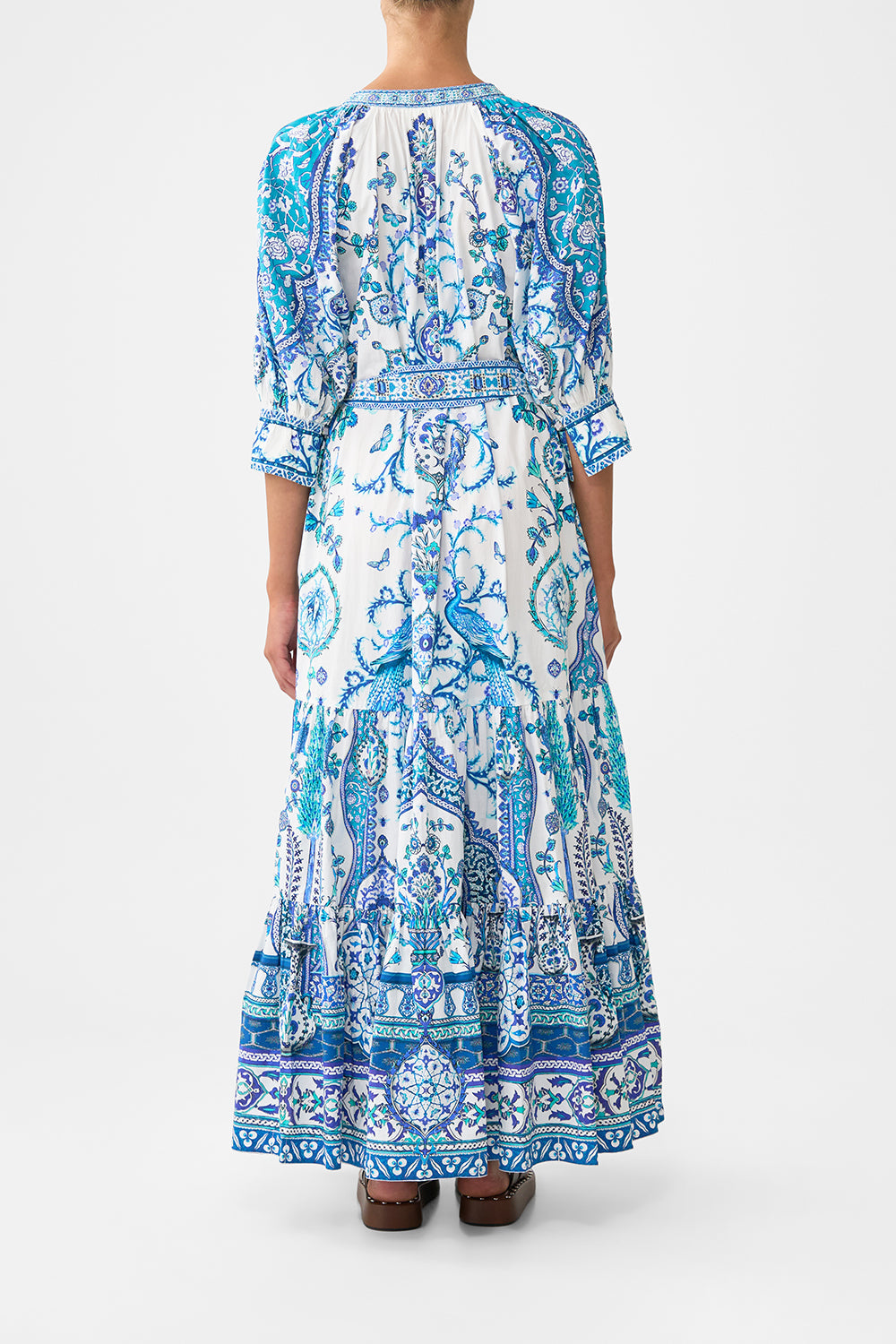 The CAMILLA MULTI WEAR LONG SARONG FOOTSTEPS IN FOLKLORE in our  print.