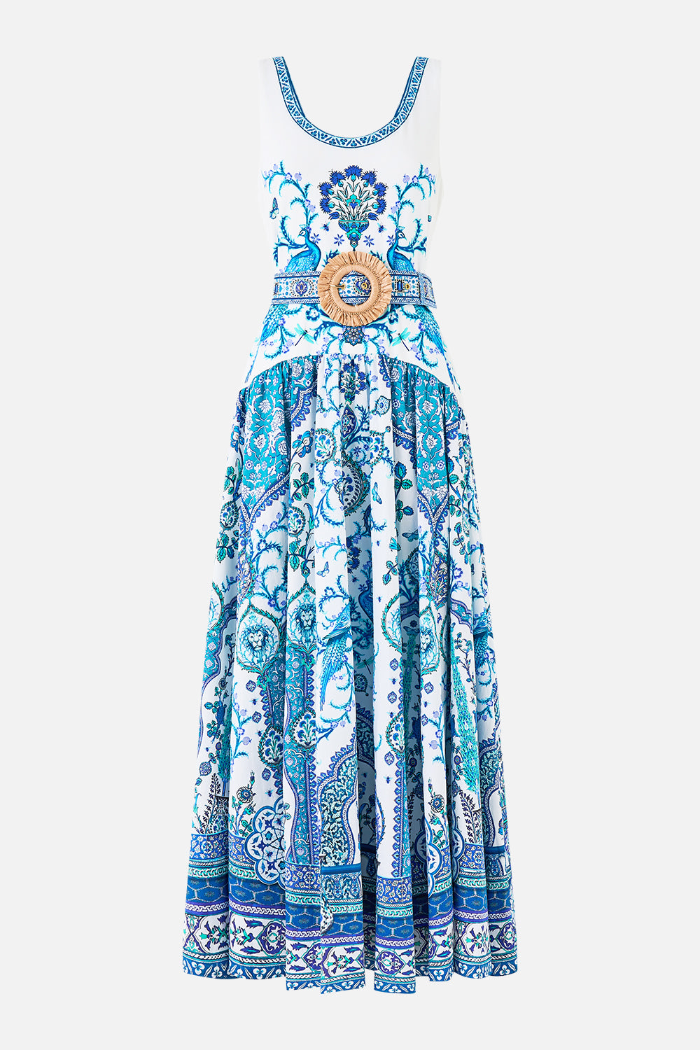 The CAMILLA JERSEY TANK DRESS NOTES FROM THE ROAD in our  print.